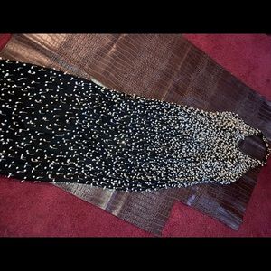 Long pearl beaded black dress sleeveless